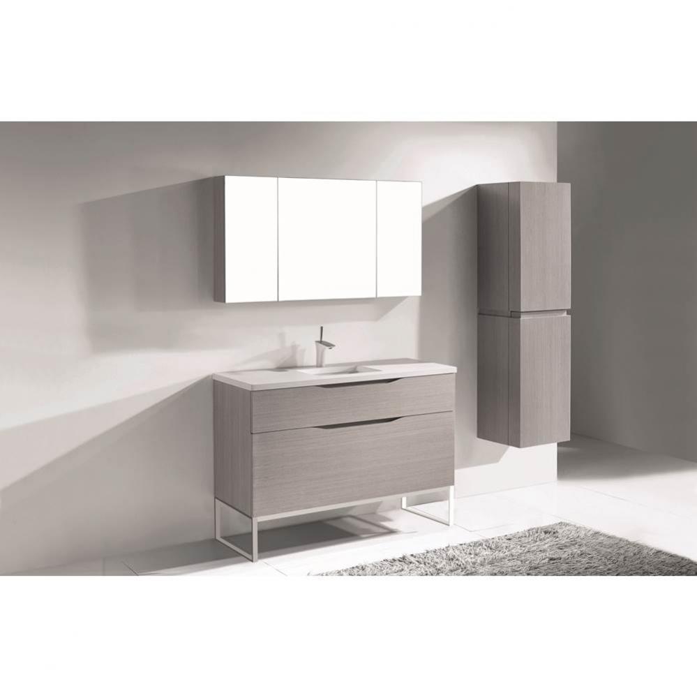 Milano 48C'' Free Standing Vanity Cabinet Ash Grey/HW: Polished Chrome(PC)