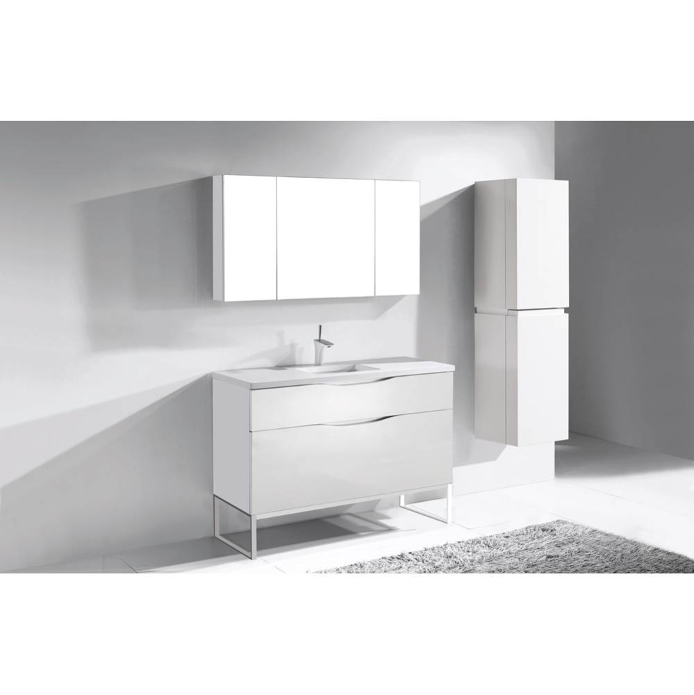 Milano 48C'' Free Standing Vanity Cabinet White/HW: Polished Chrome(PC)
