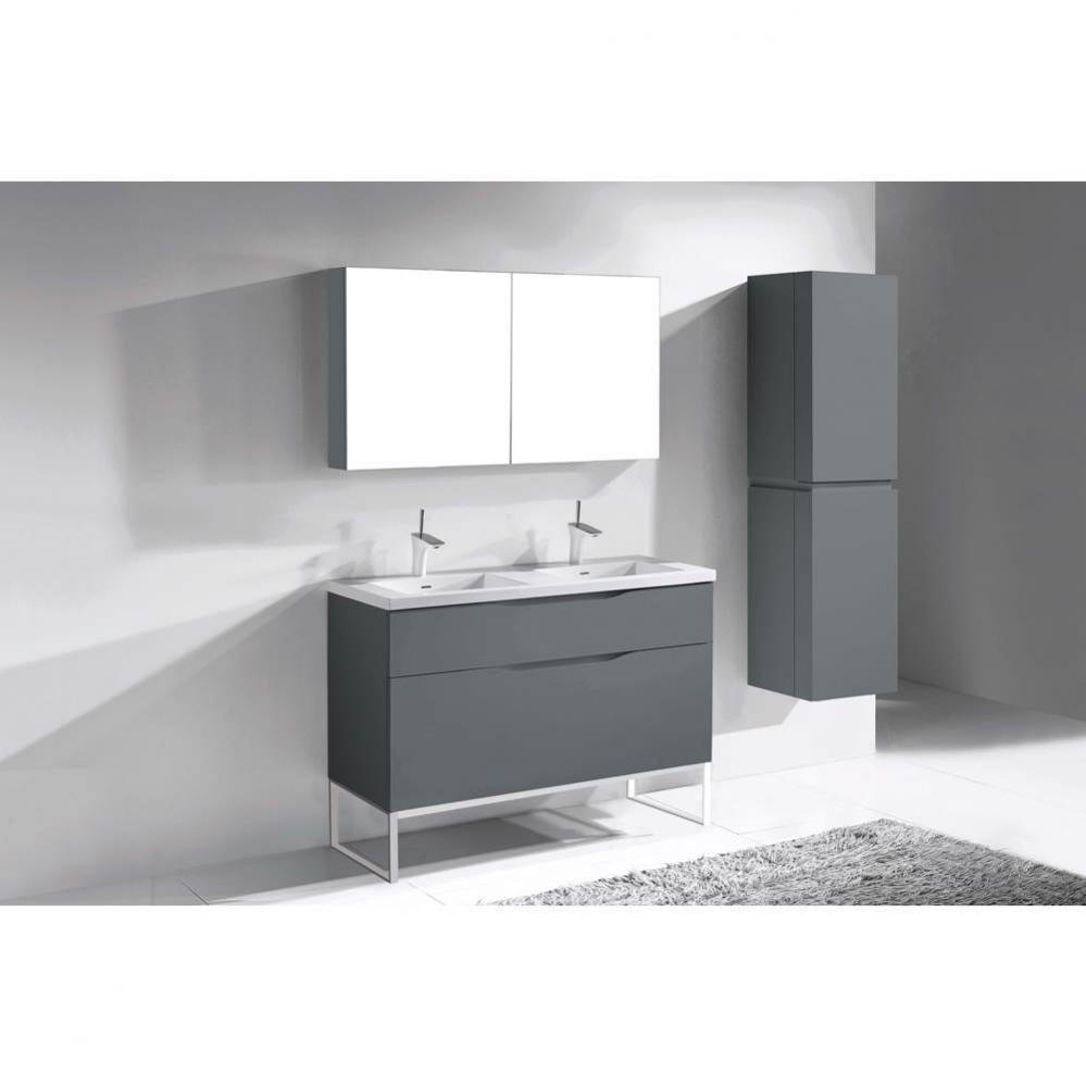 Milano 48D'' Free Standing Vanity Cabinet Studio Grey/HW: Polished Chrome(PC)