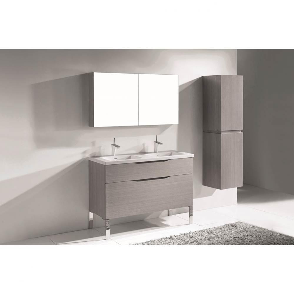 Milano 48D'' Free Standing Vanity Cabinet Ash Grey/HW: Polished Chrome(PC)