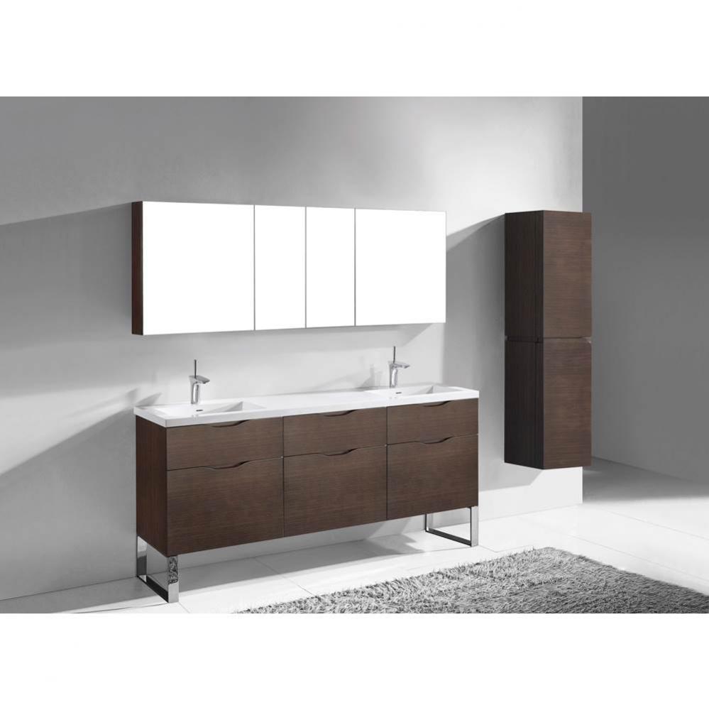 Milano 72'' Free Standing Vanity Cabinet Walnut/HW: Polished Chrome(PC)