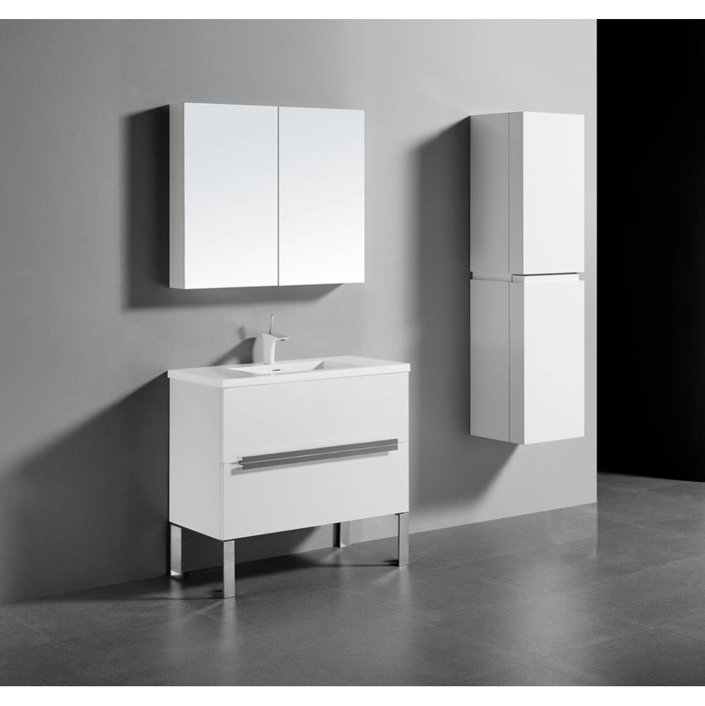 Soho 30'' Free standing Vanity Cabinet in White/HW: Polished Chrome(PC)