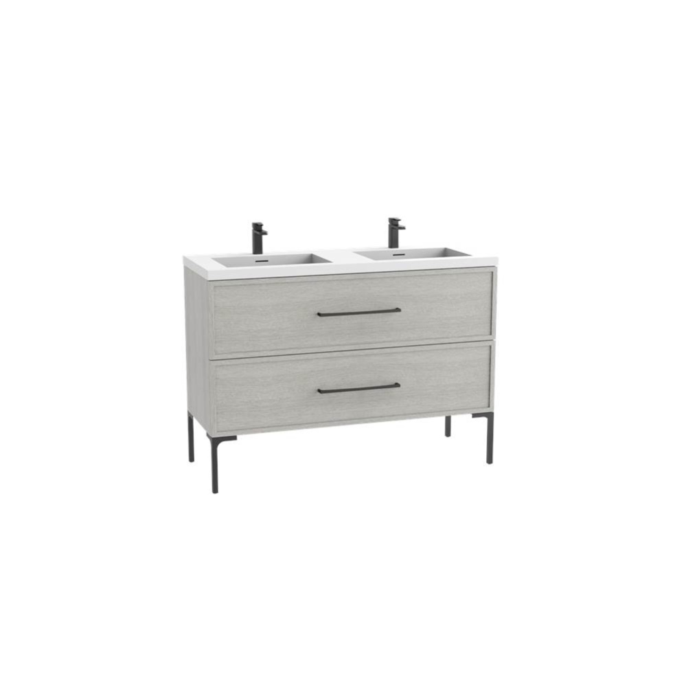 Peak 48D'' Free standing Vanity Cabinet in Coastal Grey/HW: Polished Chrome(PC)