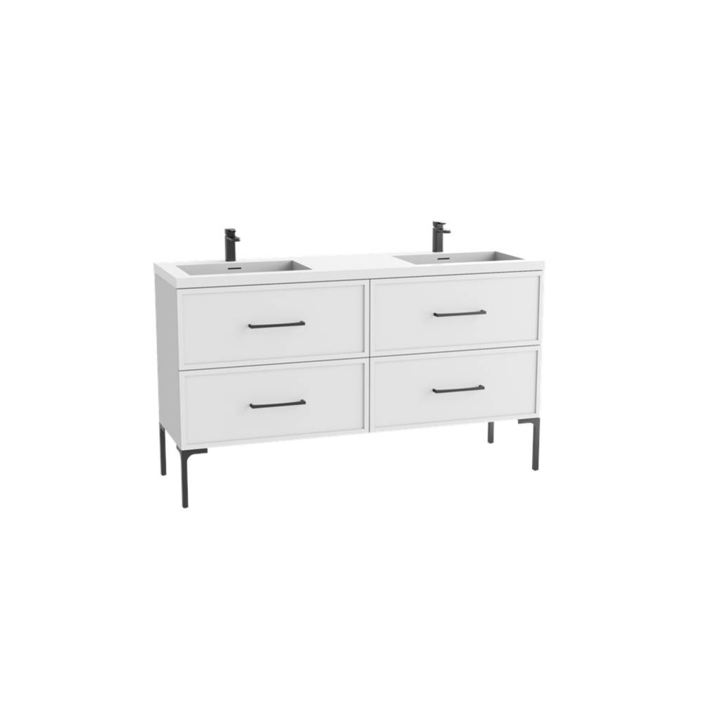 Peak 72D'' Free standing Vanity Cabinet in White/HW: Polished Chrome(PC)
