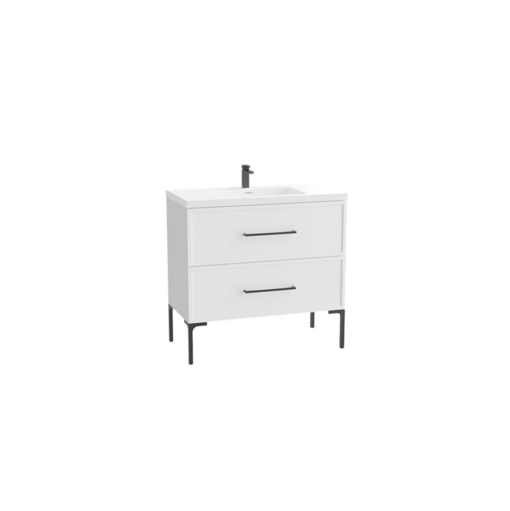 Peak 30'' Free standing Vanity Cabinet in White/HW: Polished Chrome(PC)