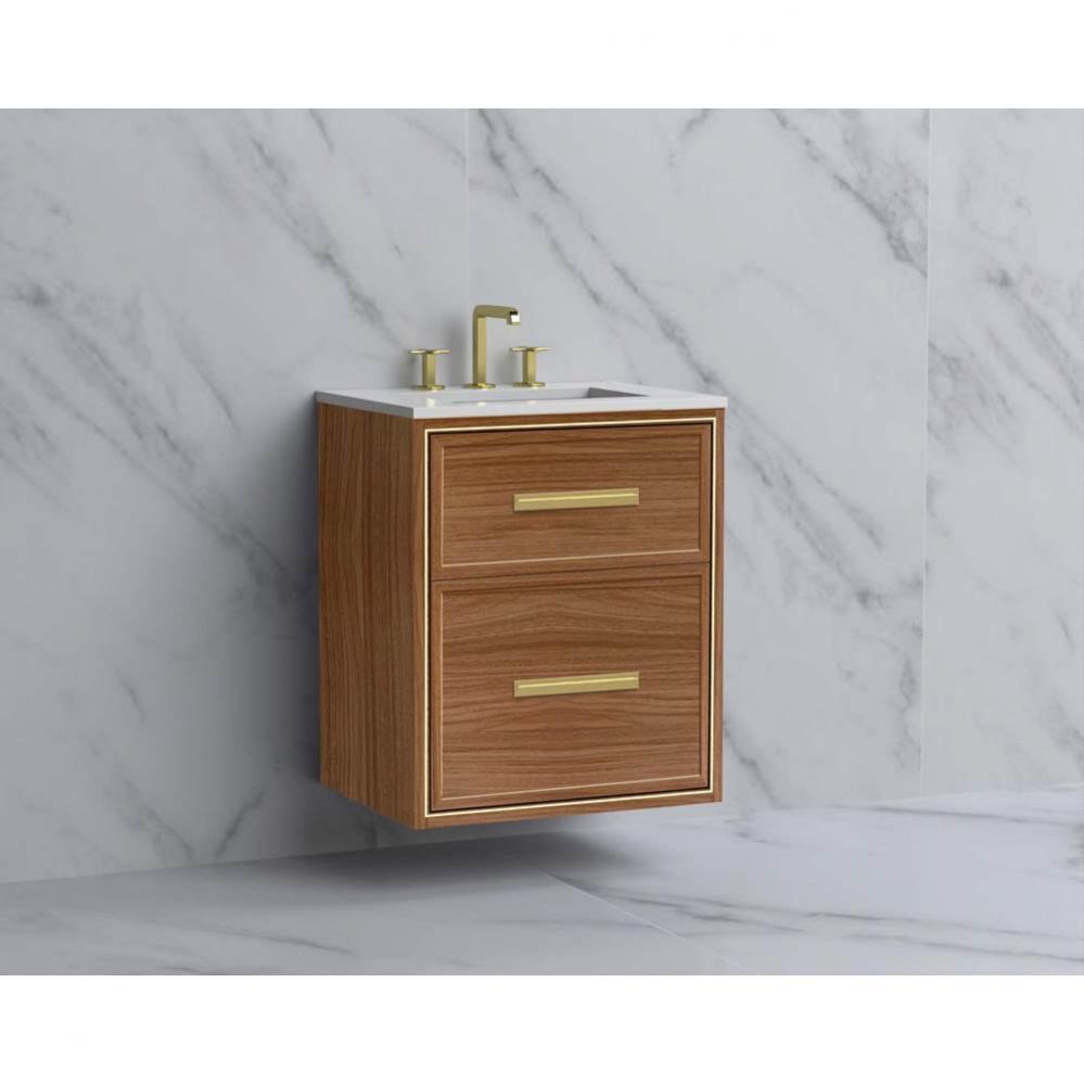 Edge 24'' Wall hung Vanity Cabinet in Natural Walnut/HW: Handles Polished Chrome(PC)