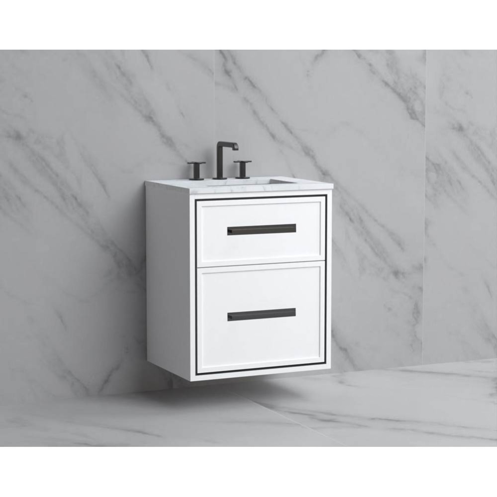 Edge 24'' Wall hung Vanity Cabinet in White/HW: Handles Polished Chrome(PC)