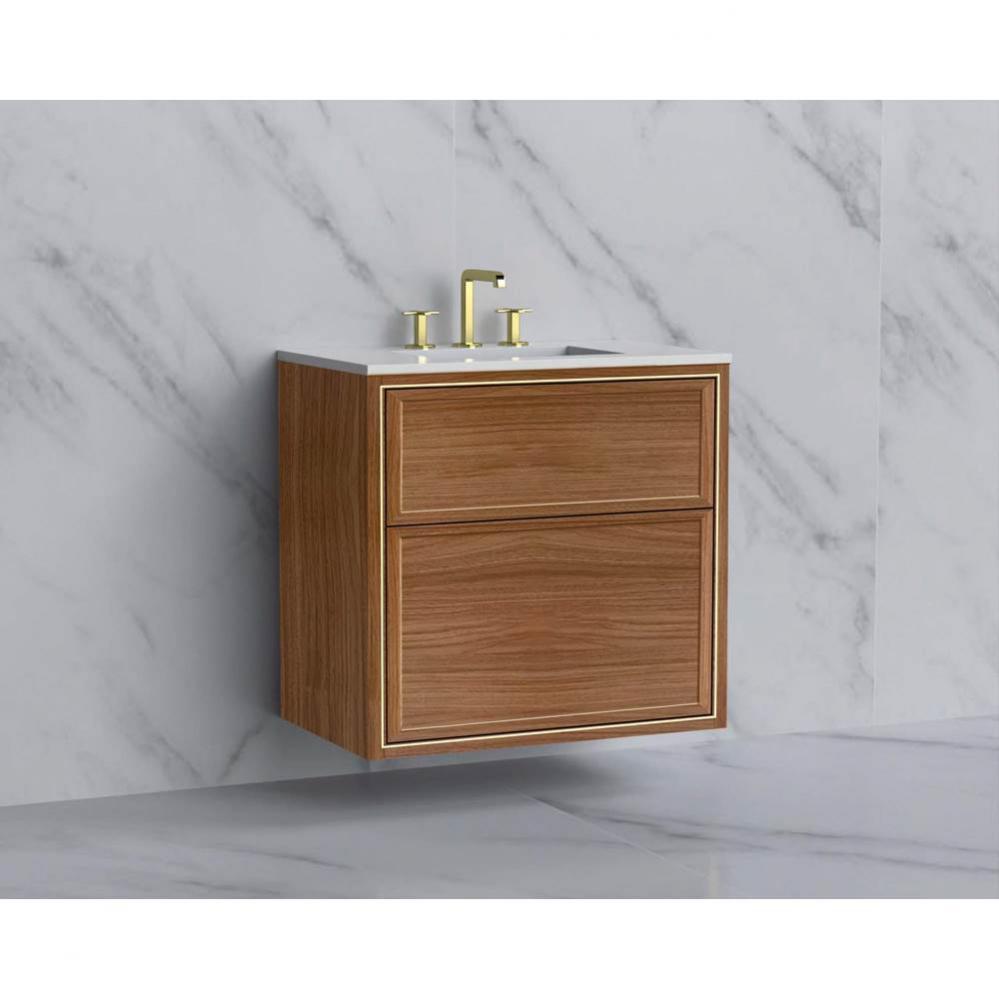 Edge 30'' Wall hung  Vanity Cabinet in Natural Walnut/HW: No Handles - Inlay  Polished C