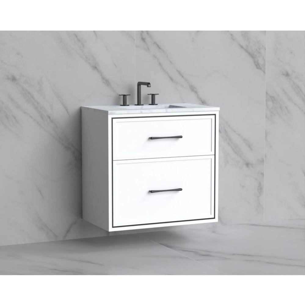 Edge 30'' Wall hung Vanity Cabinet in White/HW: Handles Polished Chrome(PC)