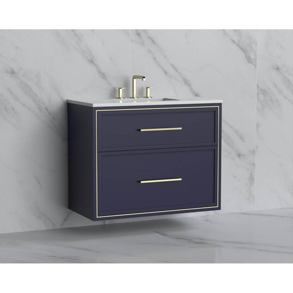 Edge 36'' Wall hung Vanity Cabinet in Sapphire/HW: Handles Polished Chrome(PC)