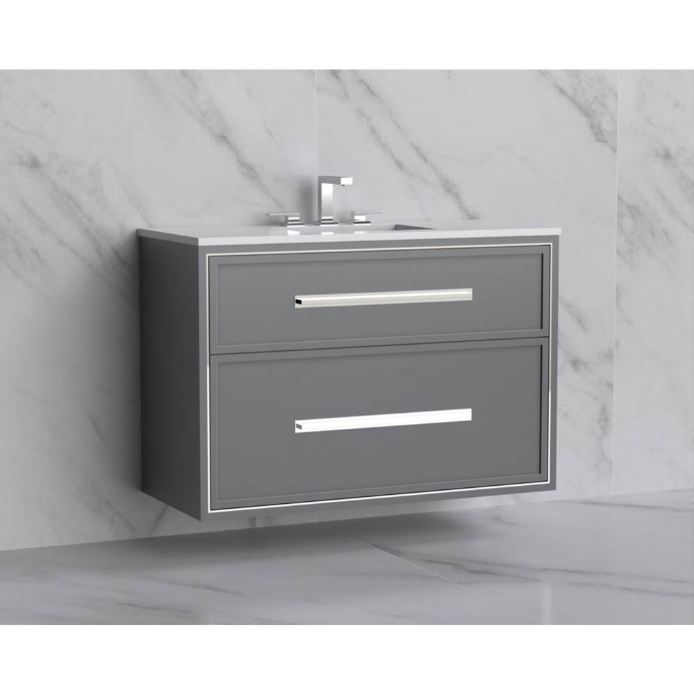 Edge 42'' Wall hung Vanity Cabinet in Studio Grey/HW: Handles Polished Chrome(PC)