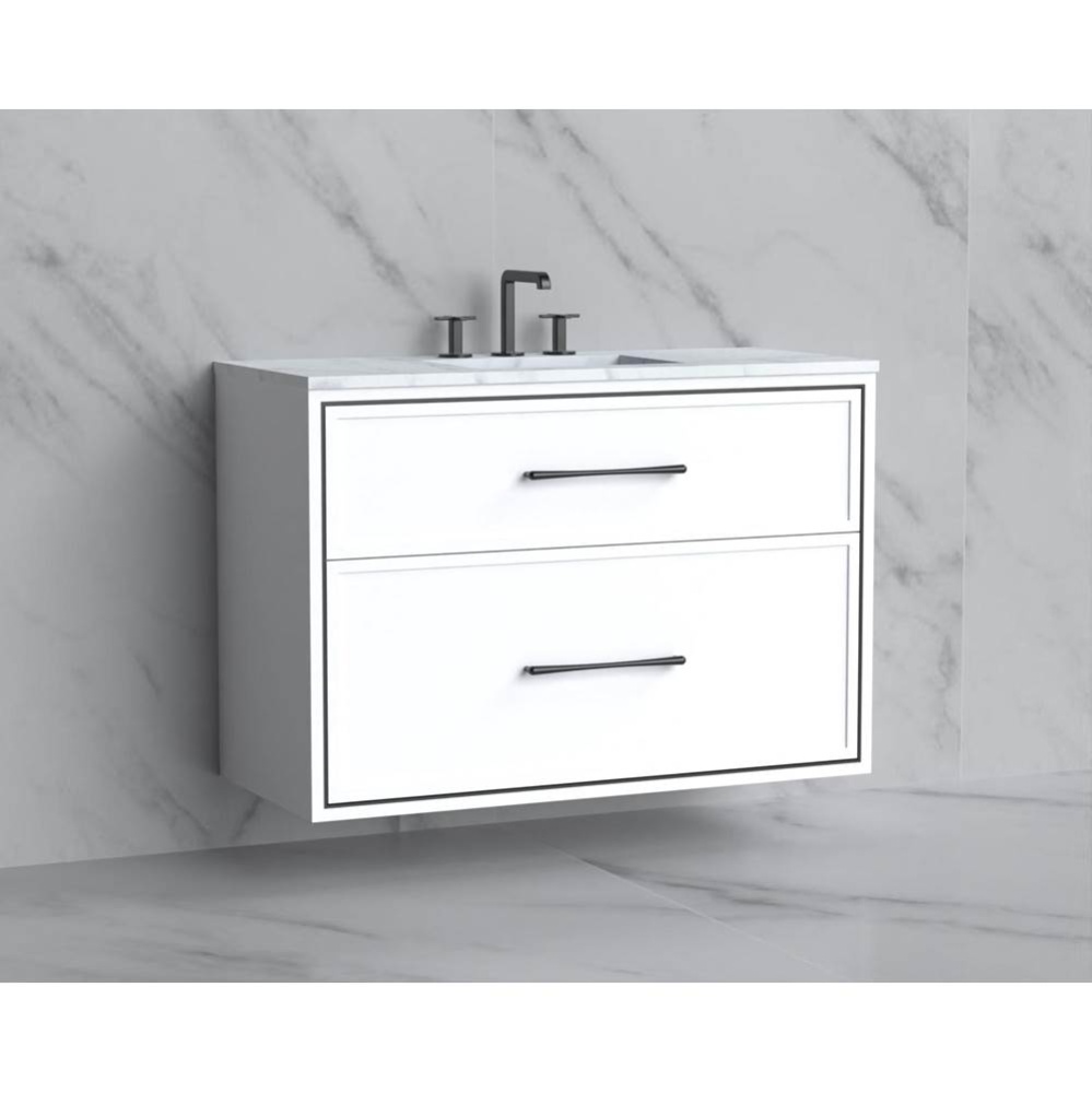 Edge 42'' Wall hung Vanity Cabinet in White/HW: Handles Polished Chrome(PC)
