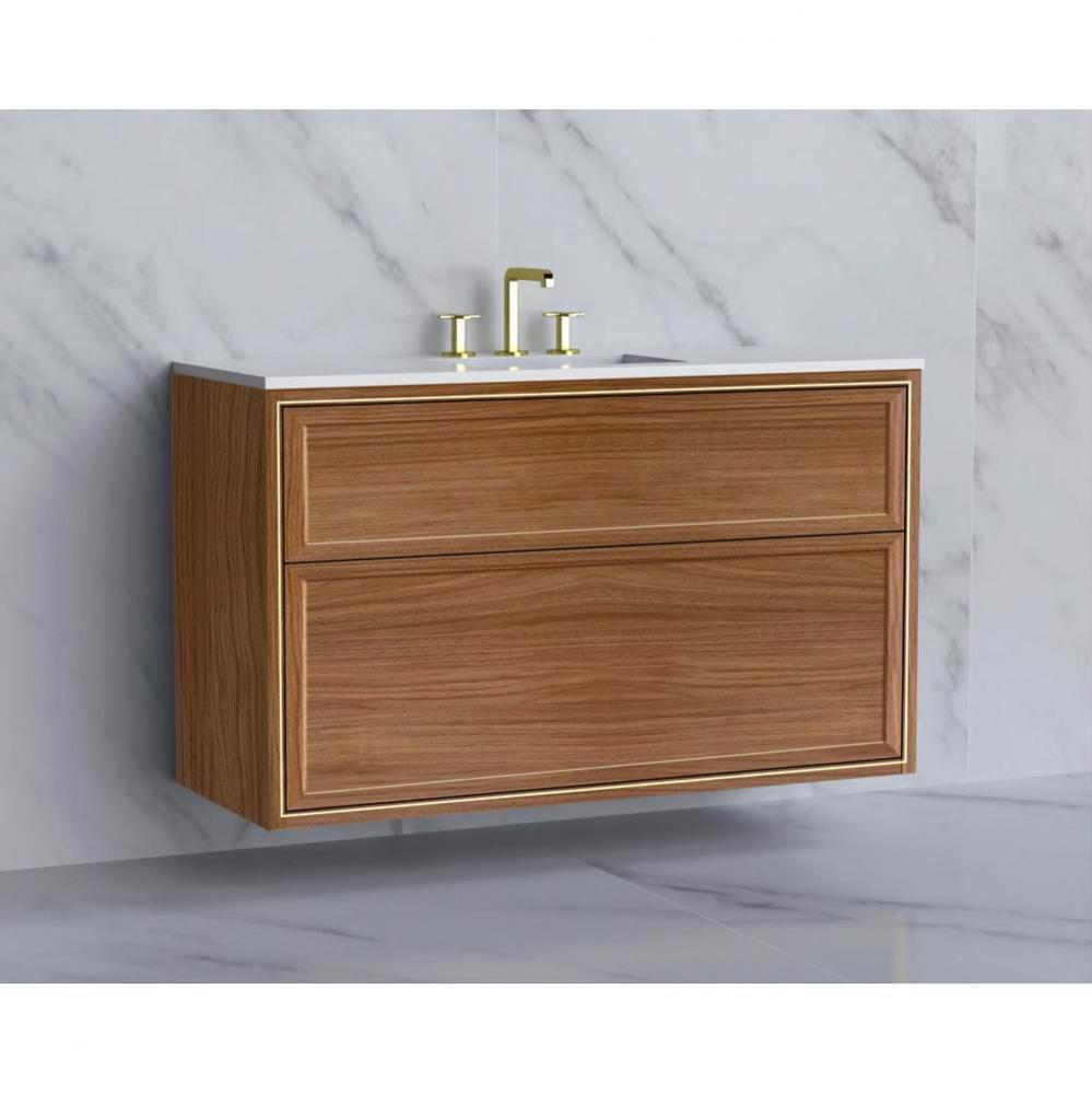 Edge 48C'' Wall hung Vanity Cabinet in Natural Walnut/HW: No Handles - Inlay  Satin Bras