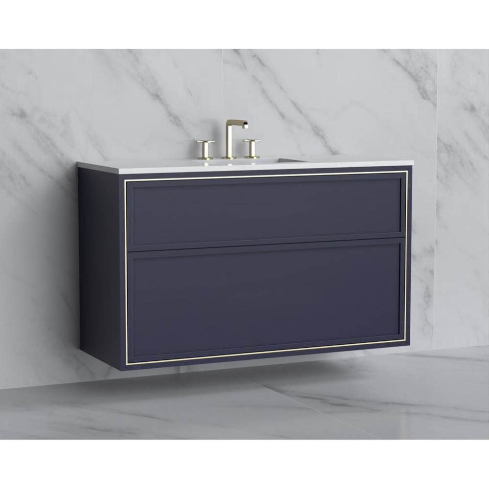 Edge 48C'' Wall hung Vanity Cabinet in Sapphire/HW: No Handles - Inlay  Polished Chrome(