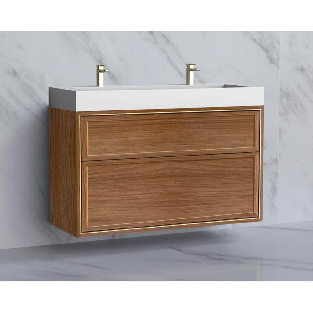 Edge 48D'' Wall hung  Vanity Cabinet in Natural Walnut/HW: No Handles - Inlay  Polished
