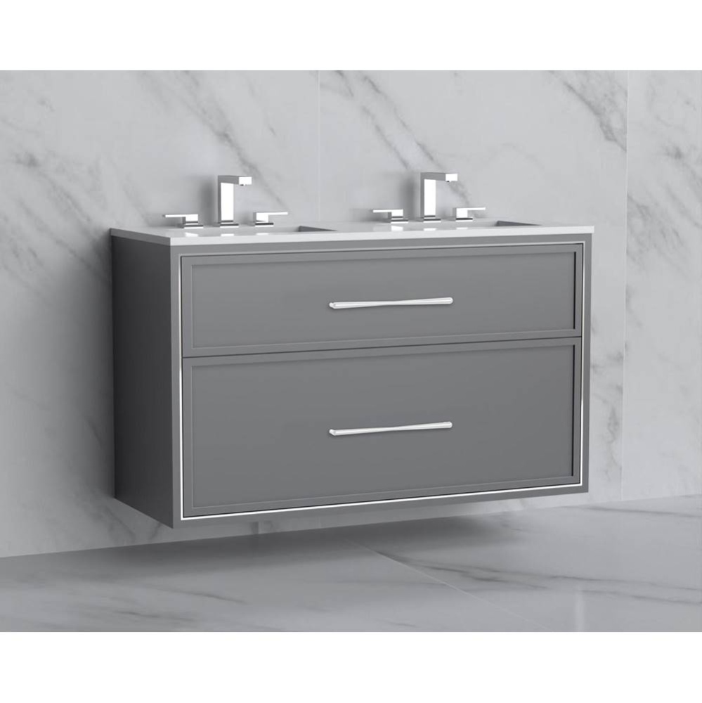 Edge 48D'' Wall hung Vanity Cabinet in Studio Grey/HW: Handles Polished Chrome(PC)