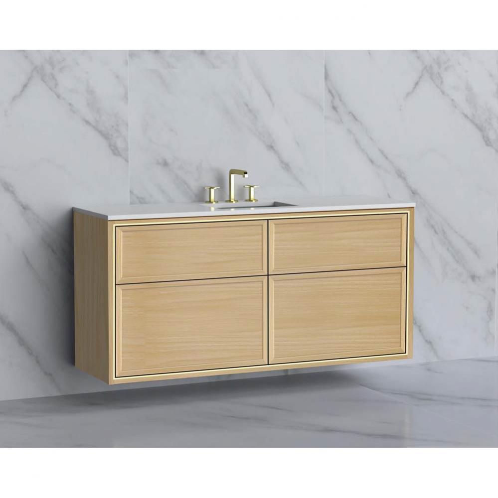 Edge 60C'' Wall hung Vanity Cabinet in Natural Oak/HW: No Handles - Inlay  Polished Chro