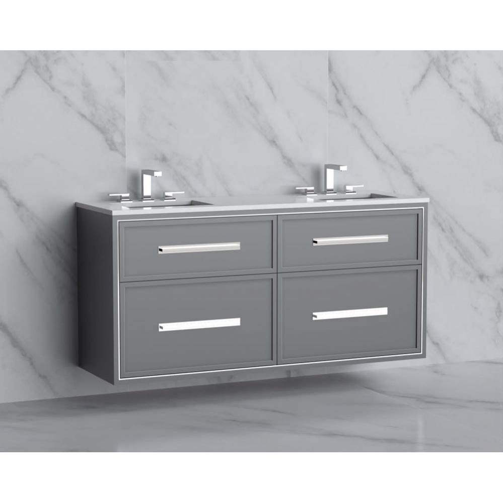 Edge 60D'' Wall hung Vanity Cabinet in Studio Grey/HW: Handles Polished Chrome(PC)