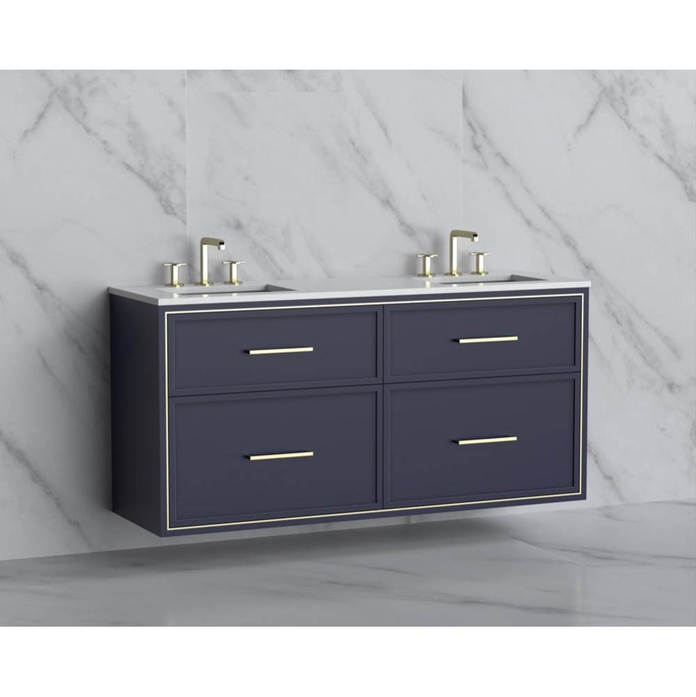 Edge 60D'' Wall hung Vanity Cabinet in Sapphire/HW: Handles Polished Chrome(PC)