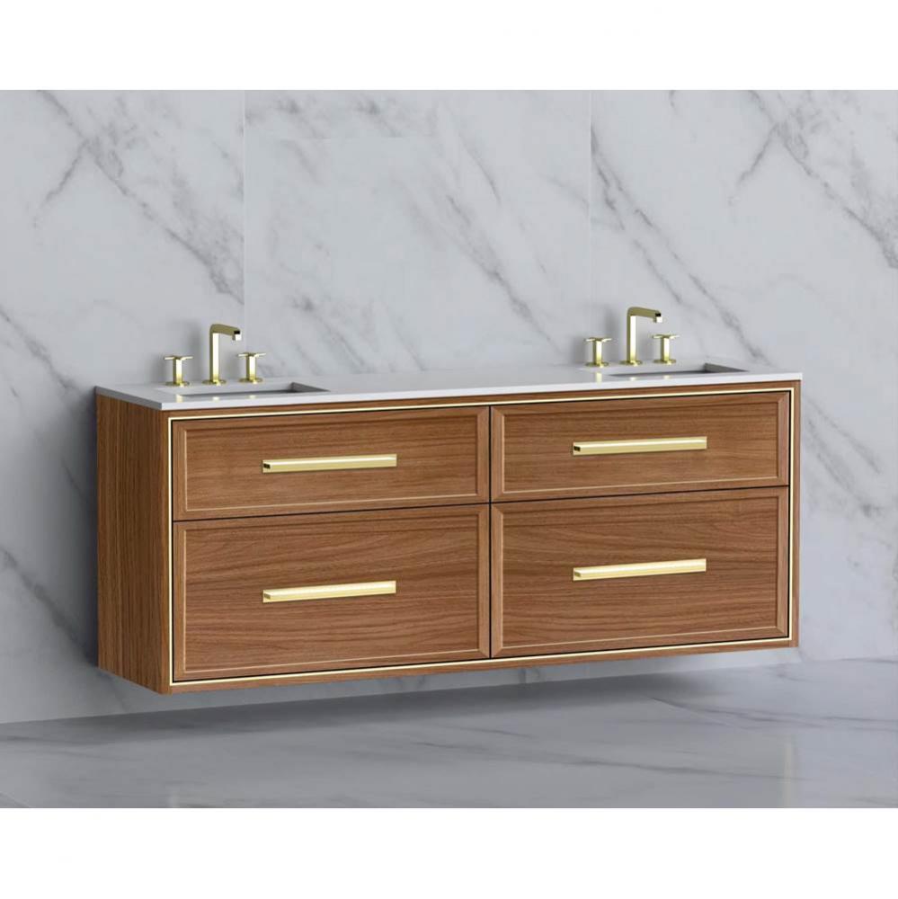 Edge 72'' Wall hung Vanity Cabinet in Natural Walnut/HW: Handles Polished Chrome(PC)