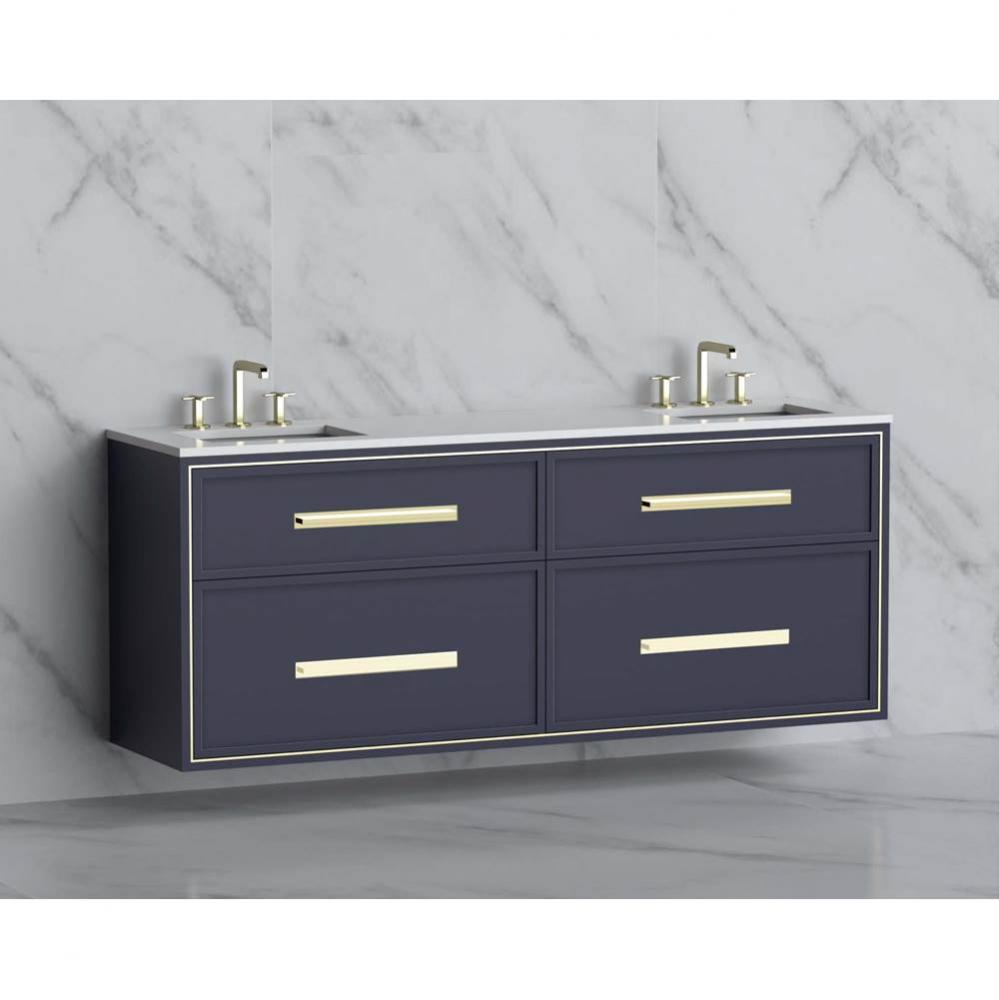 Edge 72'' Wall hung Vanity Cabinet in Sapphire/HW: Handles Polished Chrome(PC)