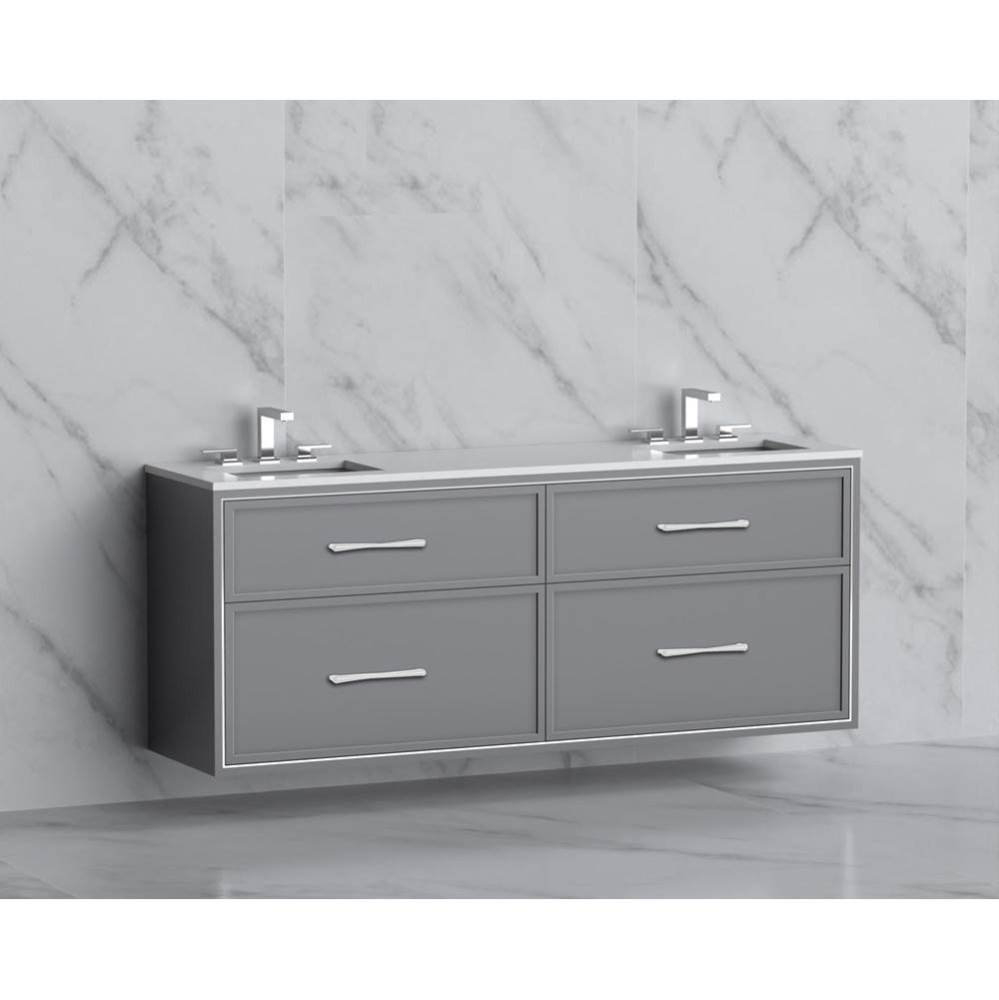 Edge 72'' Wall hung Vanity Cabinet in Studio Grey/HW: Handles Polished Chrome(PC)