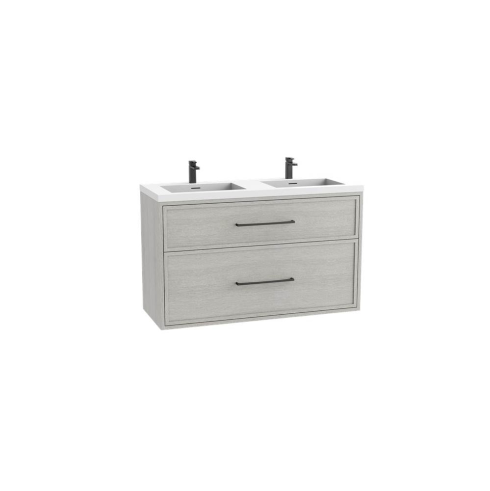 Edge SE  48D'' Wall hung Vanity Cabinet in Coastal Grey/HW: Handles Polished Chrome(PC)