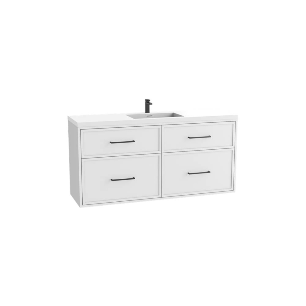 Edge SE  60C'' Wall hung Vanity Cabinet in White/HW: Handles Polished Chrome(PC)