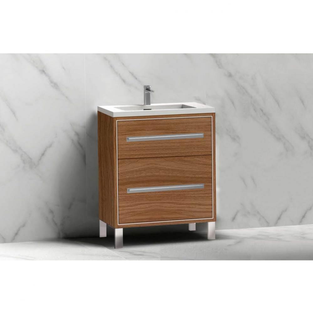Pinnacle  24'' Free Standing Vanity Cabinet in Natural Walnut/HW:  Polished Chrome(PC)