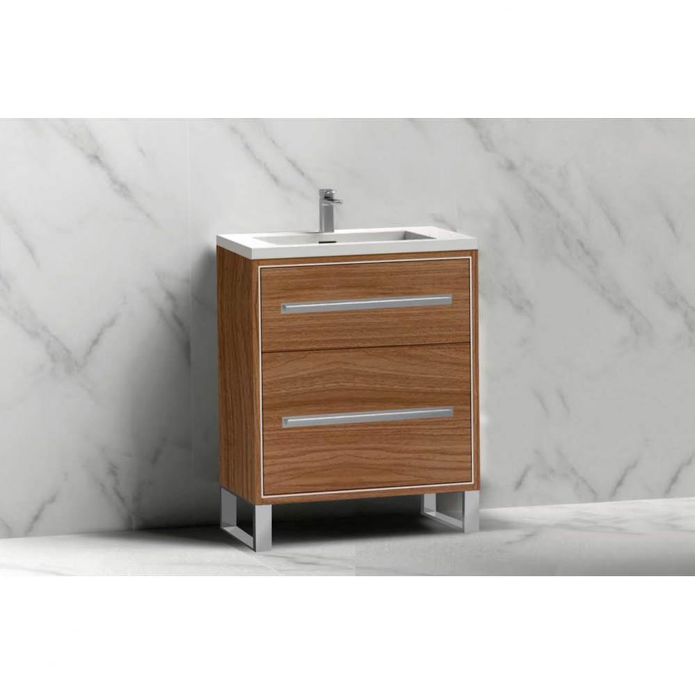 Pinnacle  24'' Free Standing Vanity Cabinet in Natural Walnut/HW:  Polished Chrome(PC)