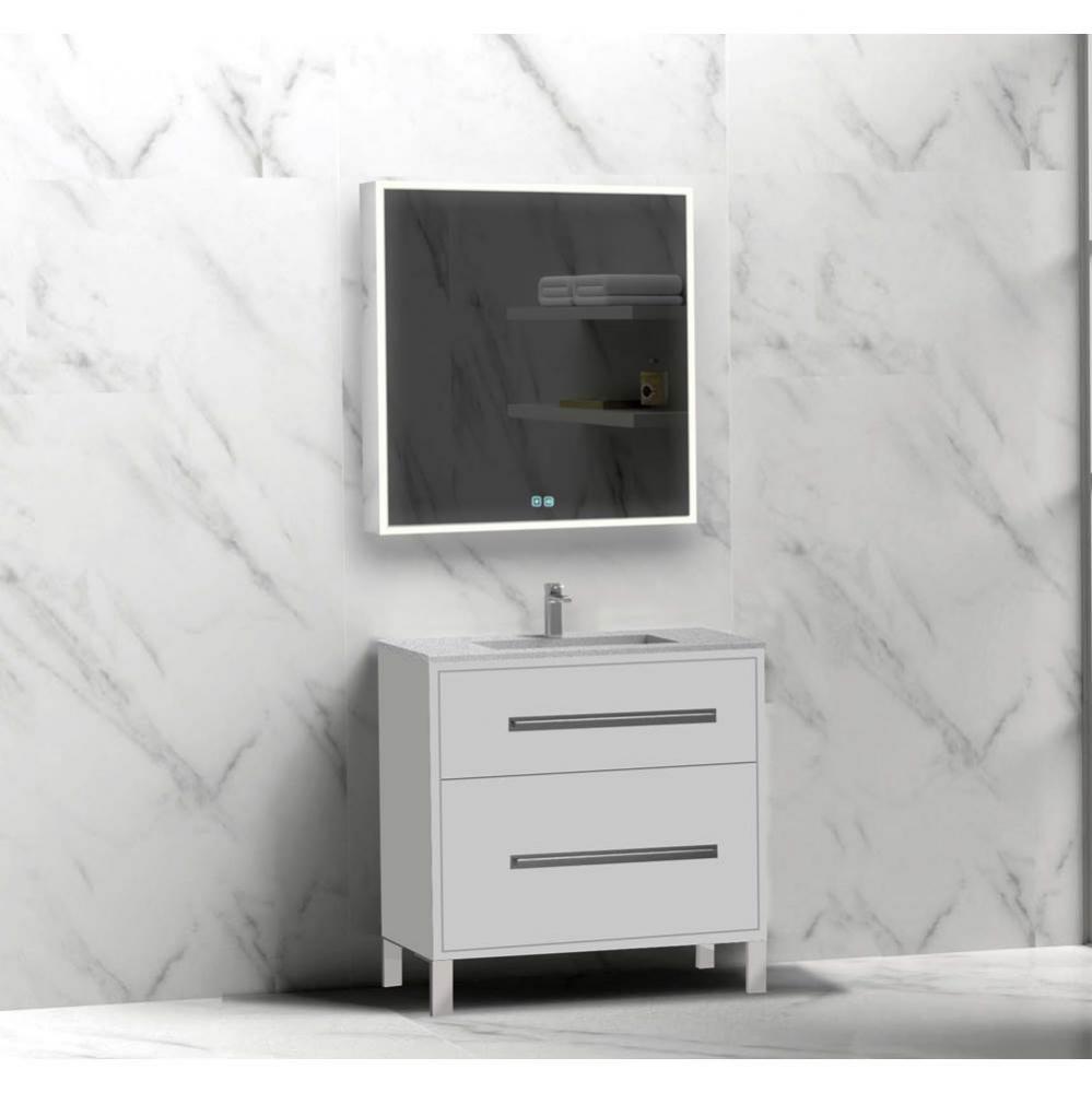 Madeli Pinnacle 30'' Free standing Vanity Cabinet in White/HW: Brushed Nickel(BN)