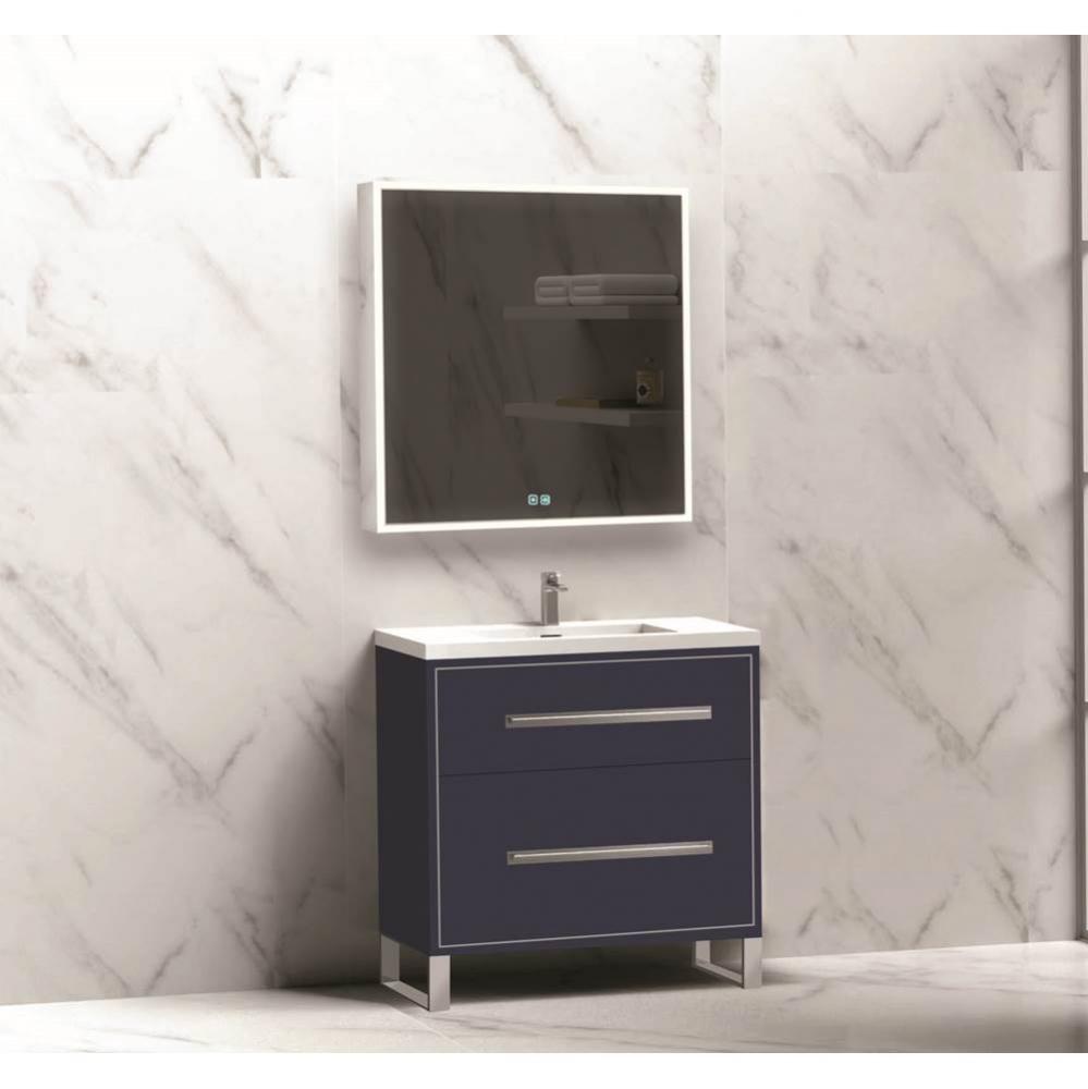 Madeli Pinnacle 30'' Free standing Vanity Cabinet in Sapphire/HW: Polished Nickel(PN)