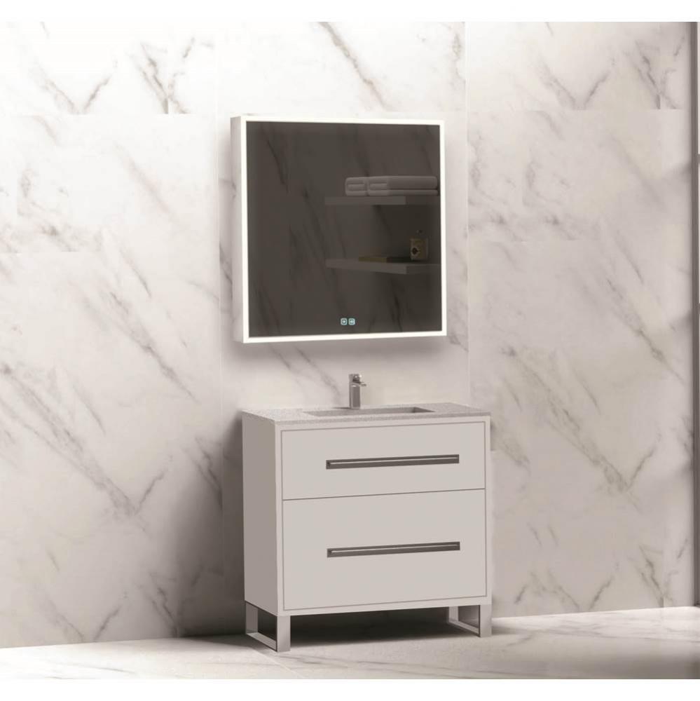Madeli Pinnacle 30'' Free standing Vanity Cabinet in White/HW: Polished Nickel(PN)