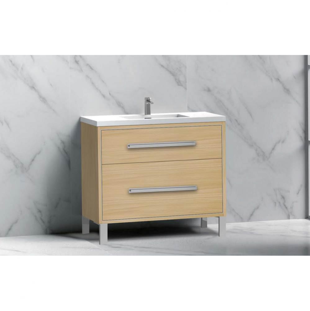 Pinnacle  36'' Free Standing Vanity Cabinet in Coastal Grey/HW:  Polished Chrome(PC)