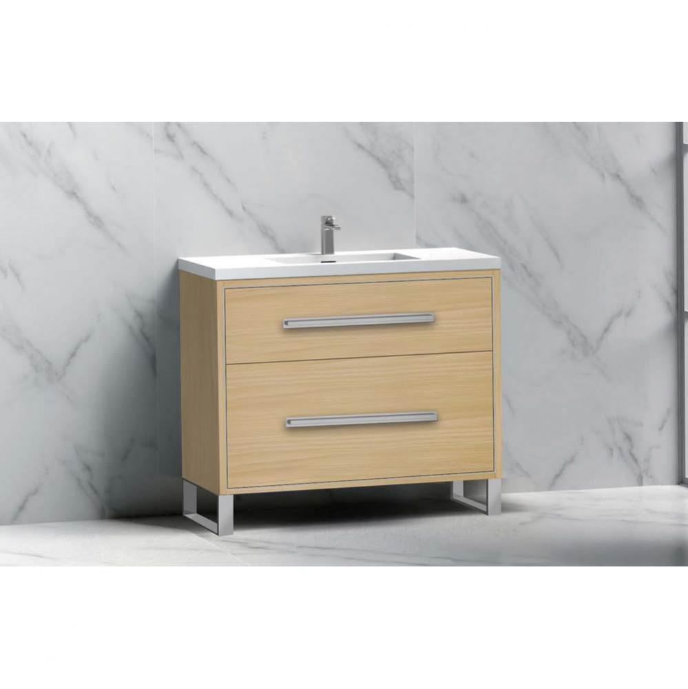 Pinnacle  36'' Free Standing Vanity Cabinet in Coastal Grey/HW:  Polished Chrome(PC)