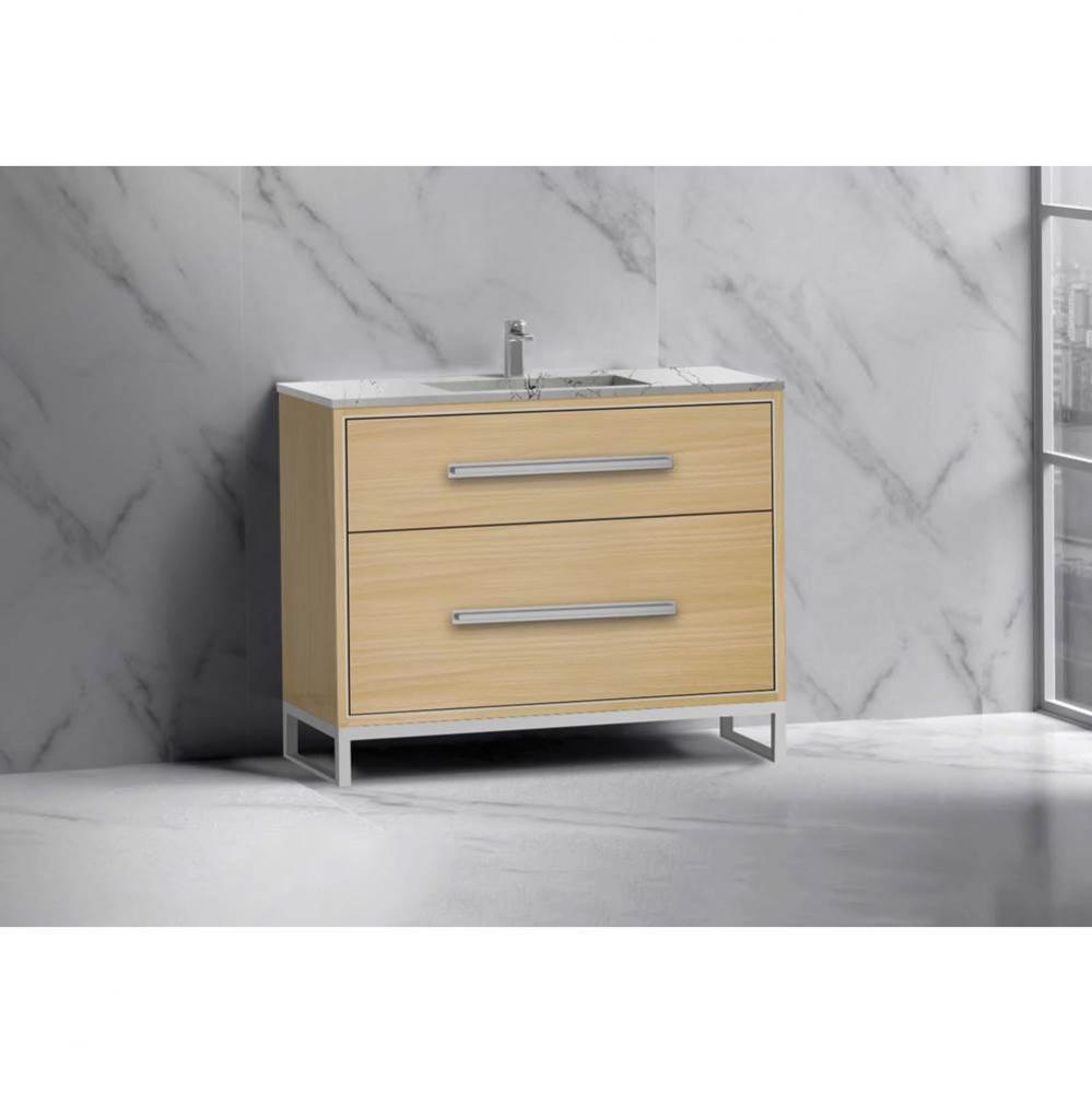 Pinnacle  42'' Free Standing Vanity Cabinet in Natural Oak/HW:  Polished Chrome(PC)