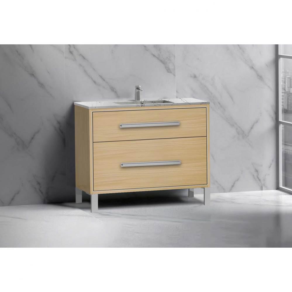 Pinnacle  42'' Free Standing Vanity Cabinet in Natural Oak/HW:  Polished Chrome(PC)