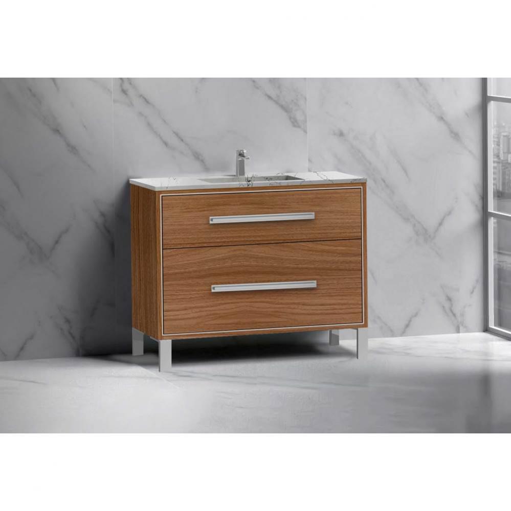 Pinnacle  42'' Free Standing Vanity Cabinet in Natural Walnut/HW:  Polished Chrome(PC)
