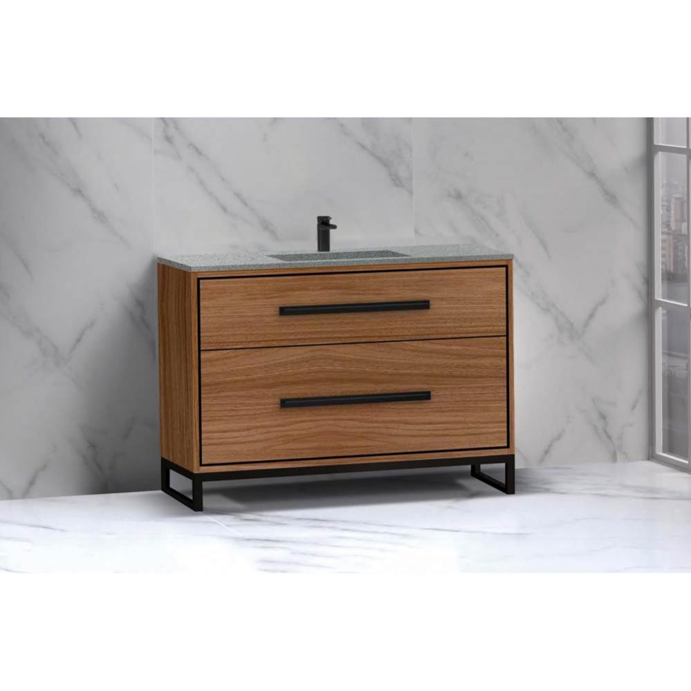 Pinnacle  48C'' Free Standing Vanity Cabinet in Natural Walnut/HW:  Polished Chrome(PC)