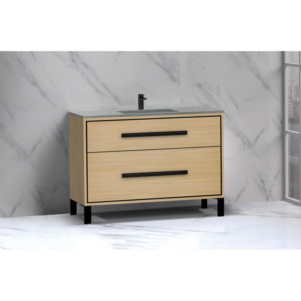 Pinnacle  48C'' Free Standing Vanity Cabinet in Natural Oak/HW:  Polished Chrome(PC)