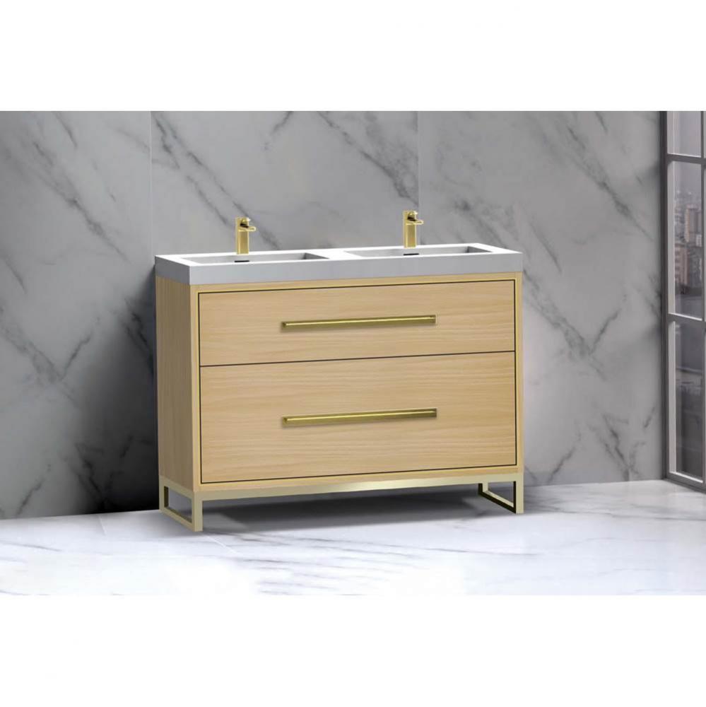Madeli Pinnacle 48D'' Free standing Vanity Cabinet in Natural Oak/HW: Polished Nickel(PN