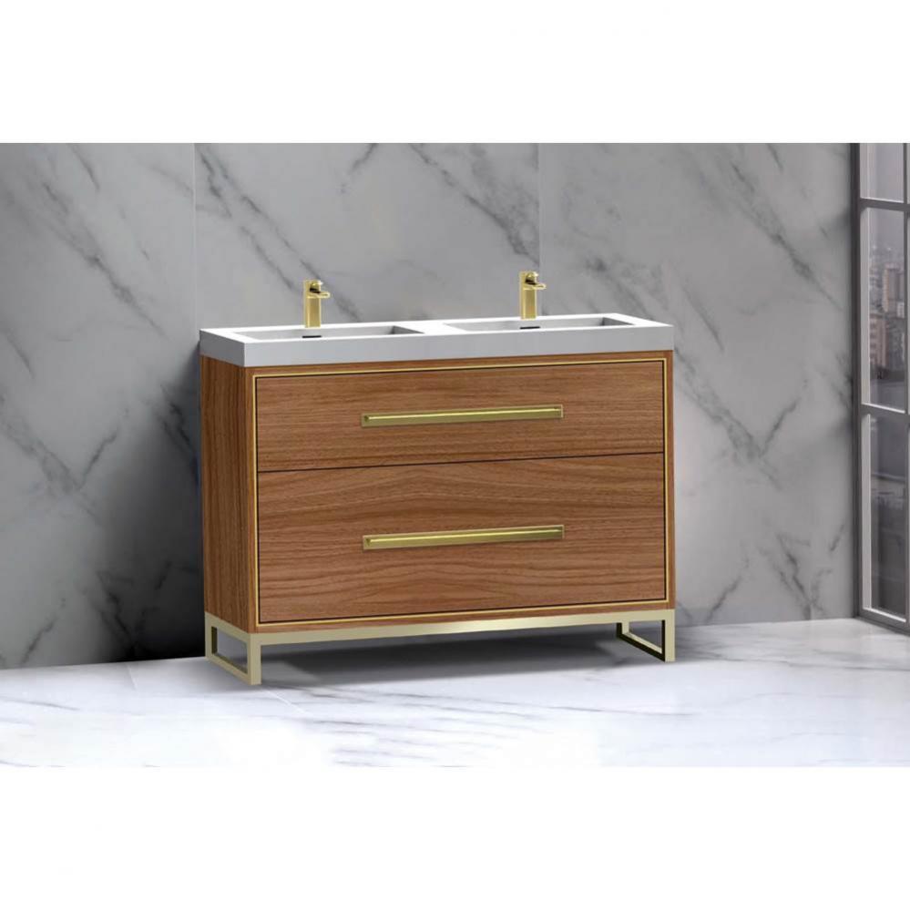 Madeli Pinnacle 48D'' Free standing Vanity Cabinet in Natural Walnut/HW: Brushed Nickel(