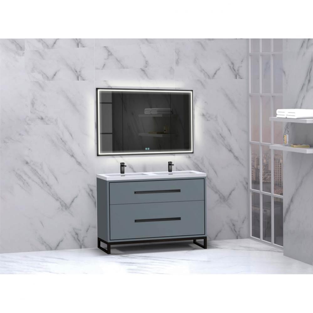 Madeli Pinnacle 48D'' Free standing Vanity Cabinet in Studio Grey/HW: Polished Nickel(PN