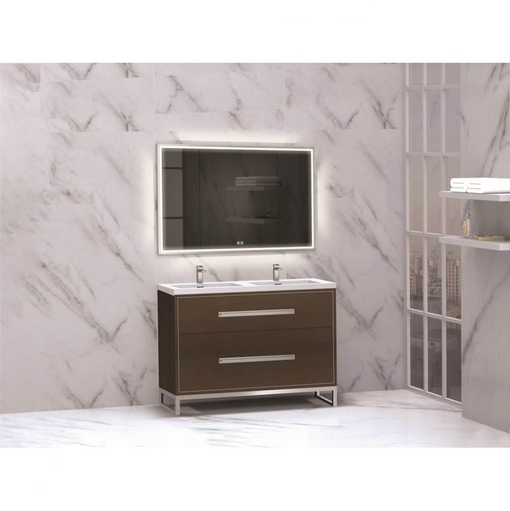 Madeli Pinnacle 48D'' Free standing Vanity Cabinet in Walnut/HW: Polished Nickel(PN)