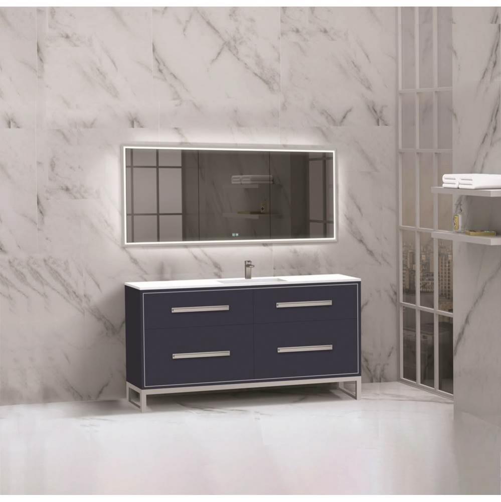 Madeli Pinnacle 60C'' Free standing Vanity Cabinet in Sapphire/HW: Polished Chrome(PC)
