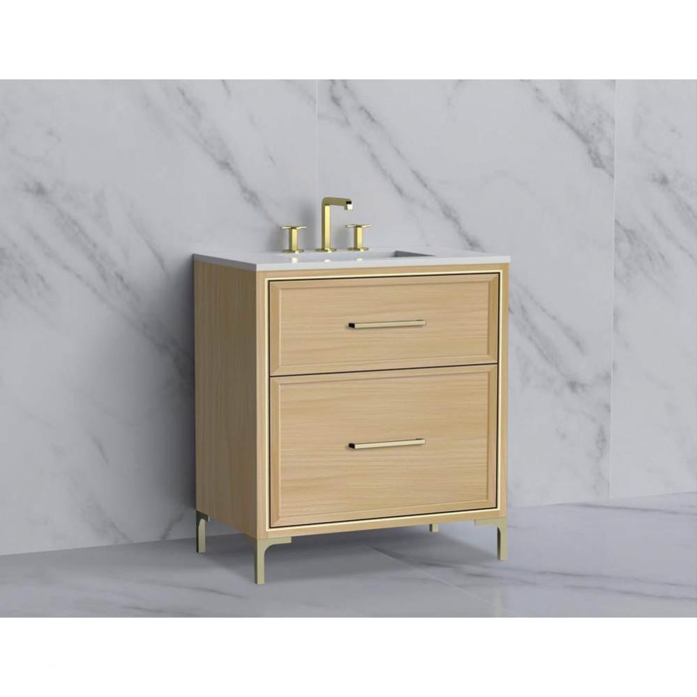 Profile 30'' Free standing Vanity Cabinet in Natural Oak/HW: Polished Nickel(PN)