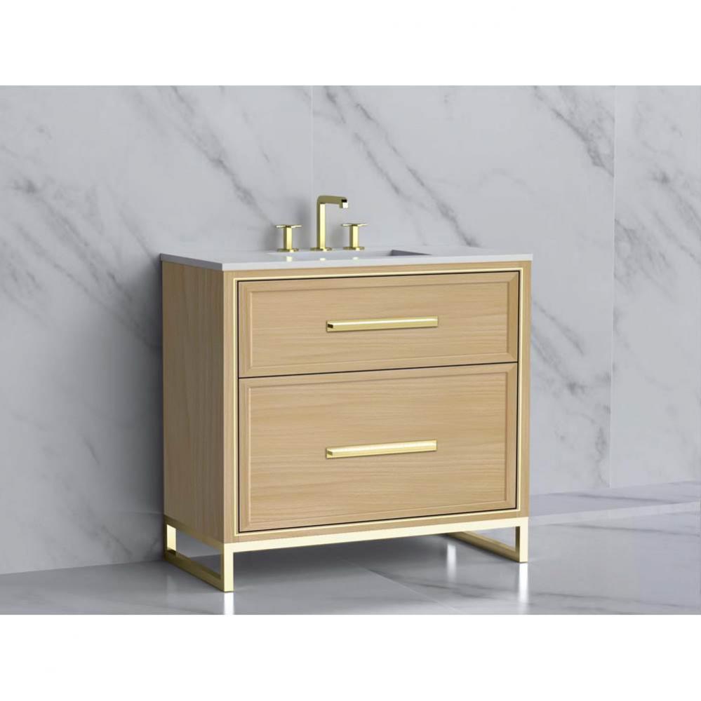 Profile 36'' Free standing Vanity Cabinet in Natural Oak/HW: Polished Chrome(PC)