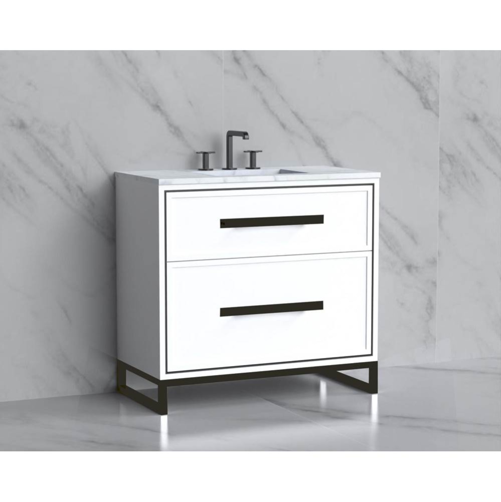 Profile 36'' Free standing Vanity Cabinet in White/HW: Polished Chrome(PC)
