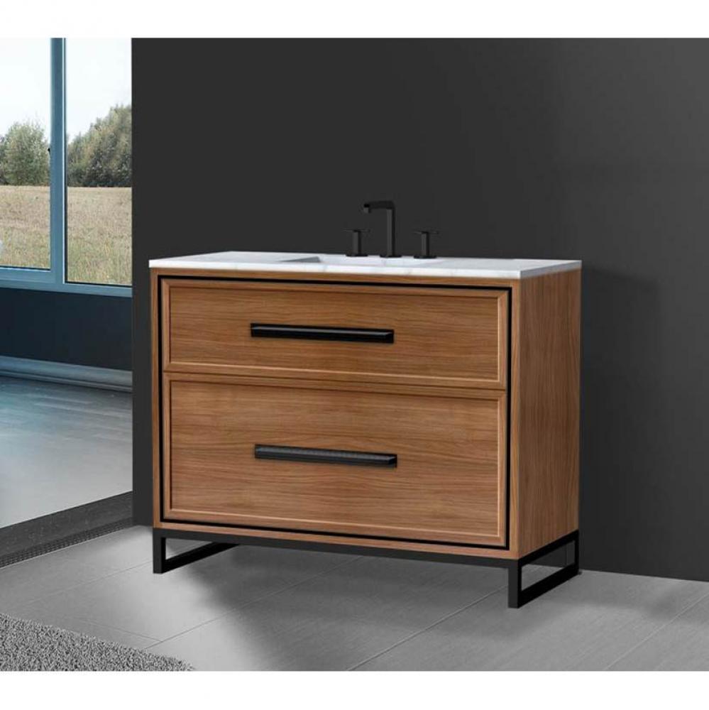 Profile 42'' Free standing Vanity Cabinet in Natural Walnut/HW: Polished Chrome(PC)