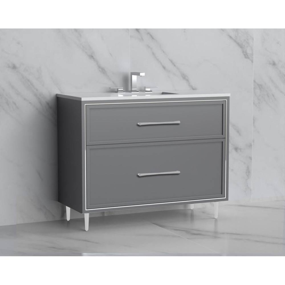 Profile 42'' Free standing Vanity Cabinet in Studio Grey/HW: Handles/Feet Polished Chrom